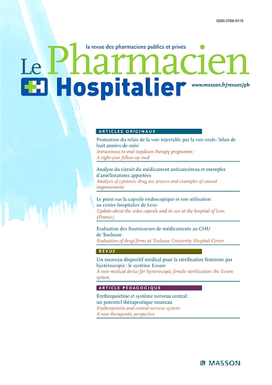 Go to journal home page - Le Pharmacien Hospitalier